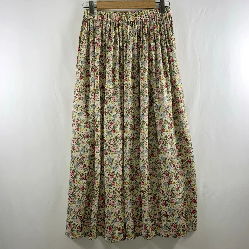 Susan Bristol Womens Dainty Ditsy Floral Maxi Skirt S/M Cottage Country Prairie